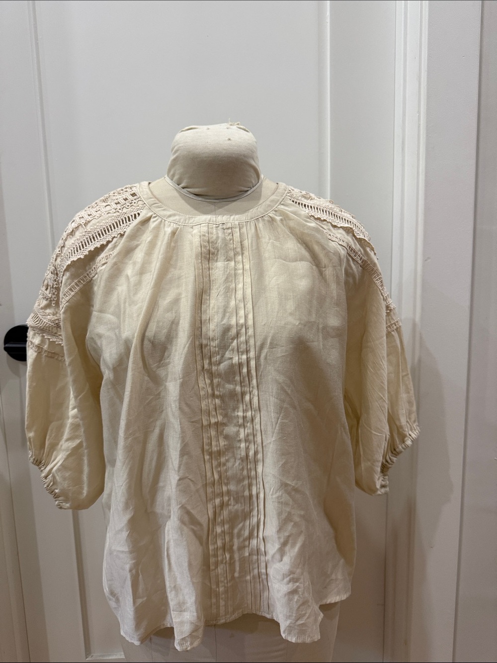 Phi Phi Star Cream Boho Crochet Shoulder Blouse Large